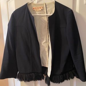 Marni navy cropped blazer jacket size 44